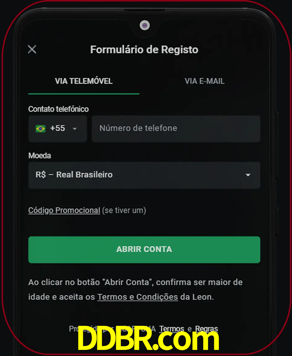 Abra o aplicativo e inicie o processo de registro.