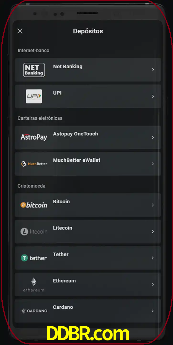 Você pode usar métodos alternativos de depósito.